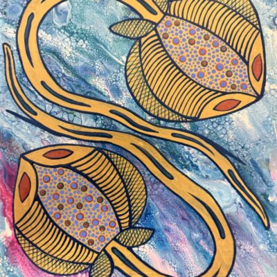Stingrays - Painting - Larissa  Hale