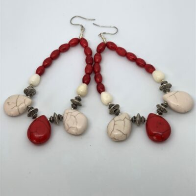 Earrings - Howlite & Coral - Jewellery Unique - Larissa Hale