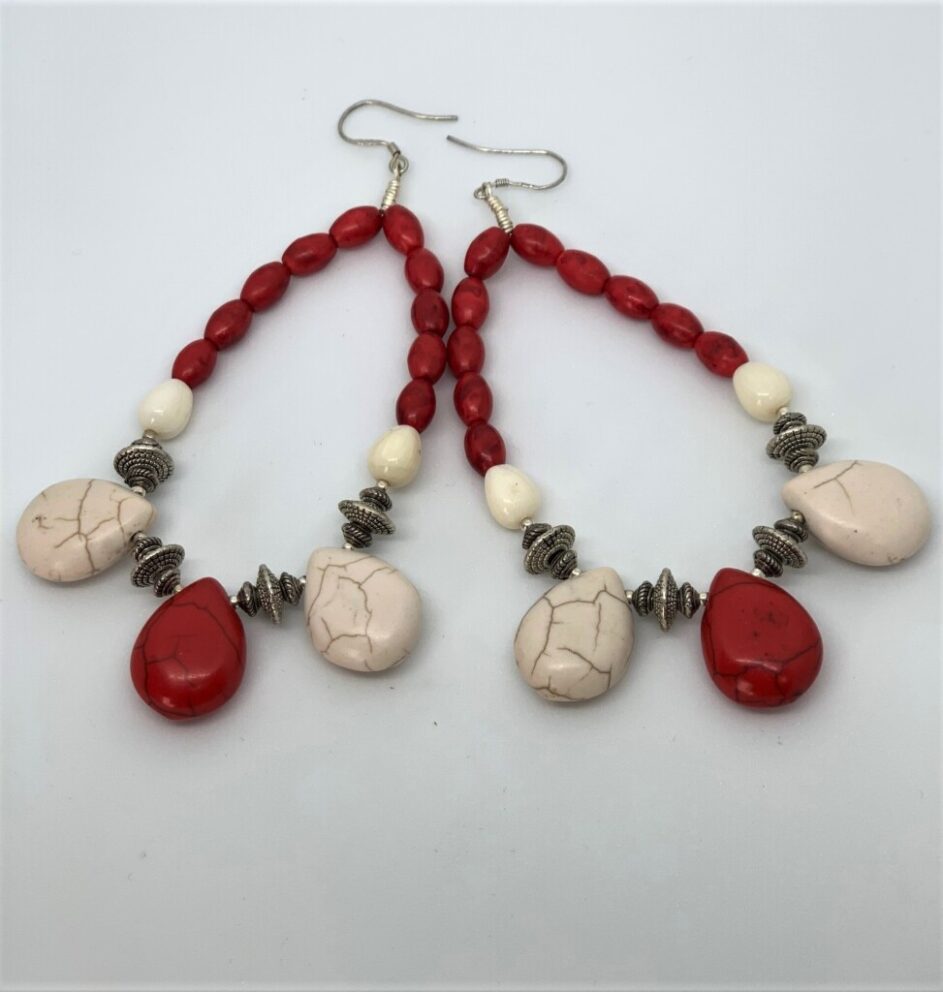 Earrings - Howlite & Coral - Jewellery Unique - Larissa  Hale
