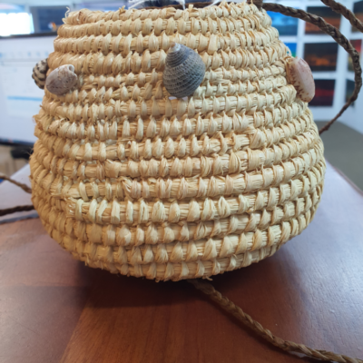 Woven Hanging Basket with Seashells - Woven Art - Fiona Martich