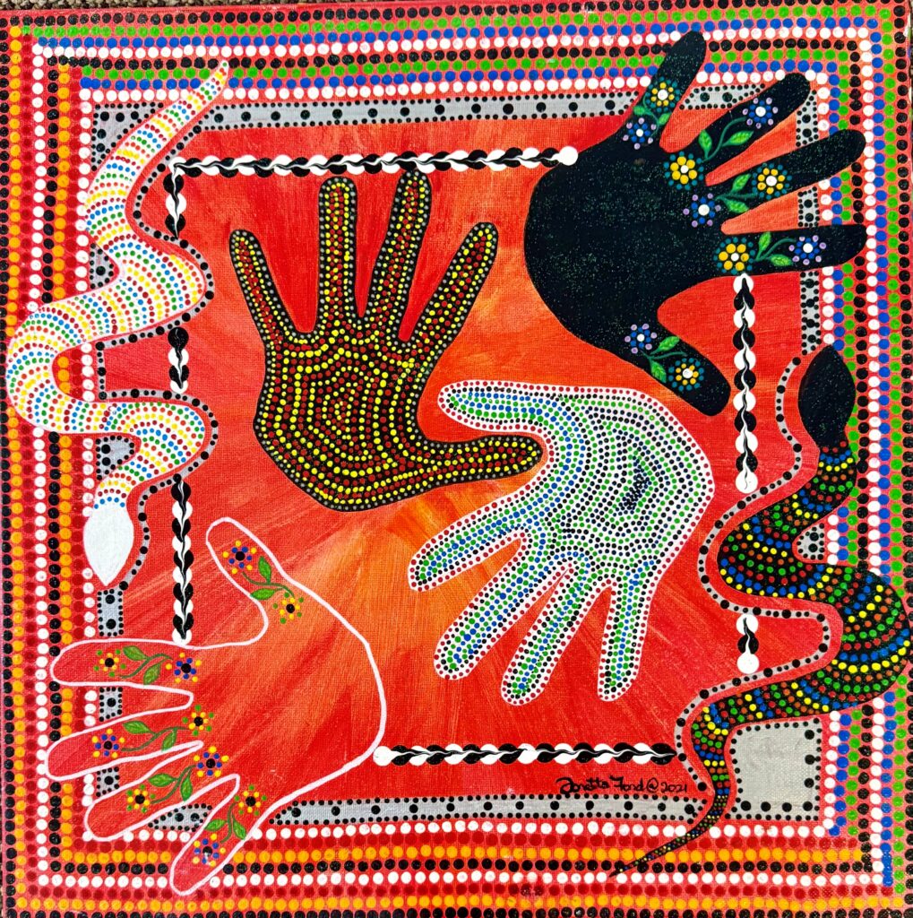 Hands & Snake - Painting - Dotty Ford