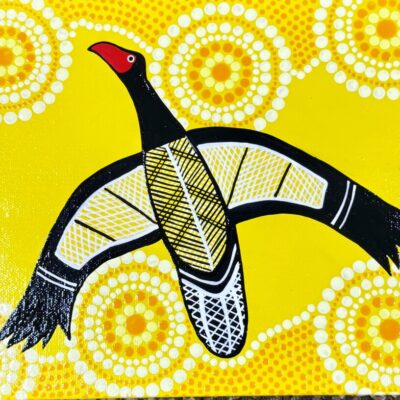 Magpie Geese on Yellow Background - Painting - Larissa Hale