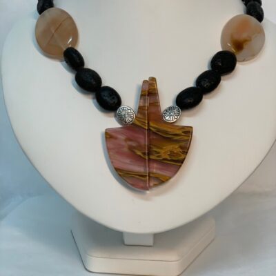 Volcanic Rock &Agate Pendant - Jewellery Unique - Larissa Hale