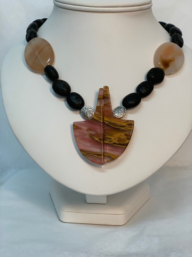 Volcanic Rock &Agate Pendant - Jewellery Unique - Larissa  Hale