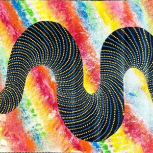 Black Snake with Colourful background - Painting - Dotty Ford