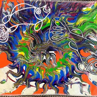 Two Barra with Bright Background - Painting - Dotty Ford