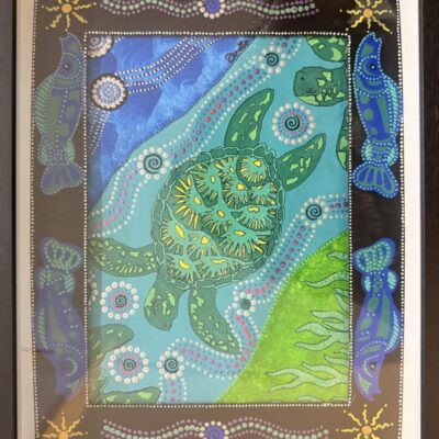 Green Turtle on the Reef - Painting - Dotty Ford
