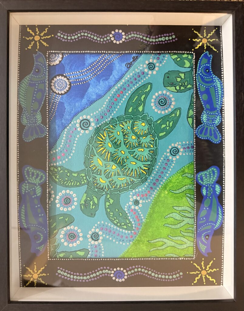 Green Turtle on the Reef - Painting - Dotty Ford