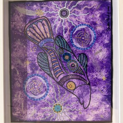 Barra on Purple Background - Painting - Dotty Ford