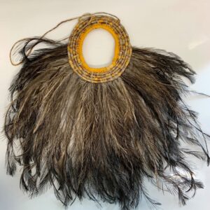 Statement piece yellow centre with emu feathers - Woven Art - Fiona Martich