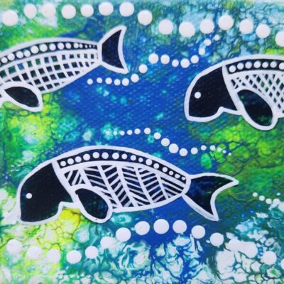 Green Dugongs - Painting - Larissa Hale