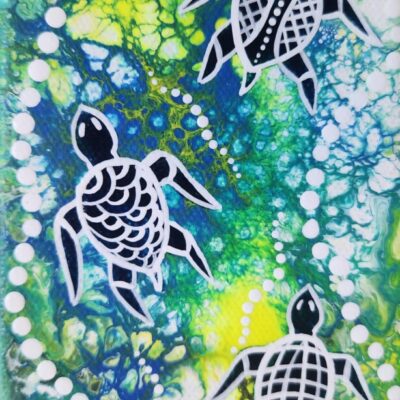 Three Turtles - Painting - Larissa Hale