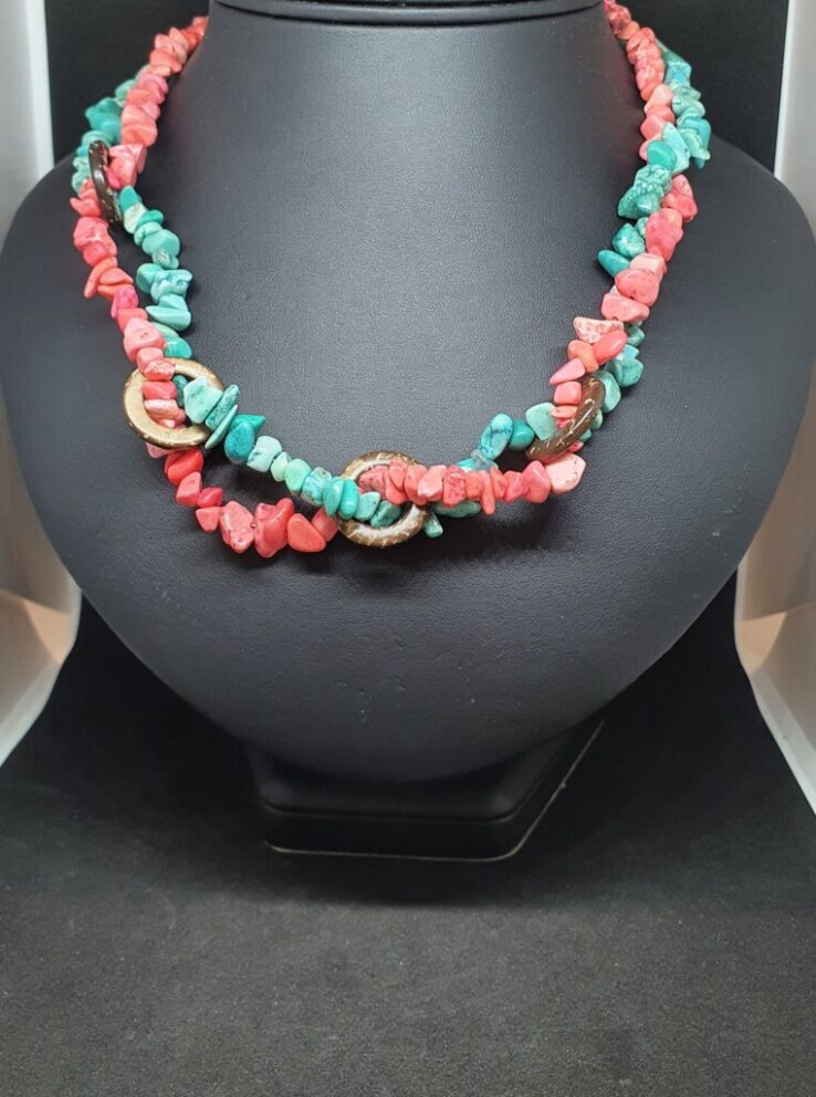 Dyed Turquoise & Coconut Necklace - Jewellery Unique - Larissa  Hale