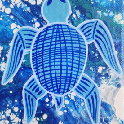 Blue Turtle #3 - Painting - Larissa Hale