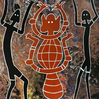 Three Quinkan - Painting - Larissa Hale