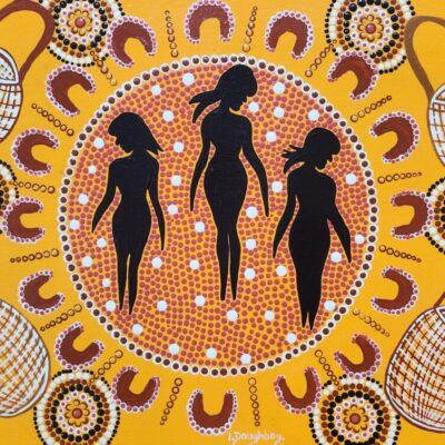 Three Women & Dilly Bags - Painting - Irene Bowyer