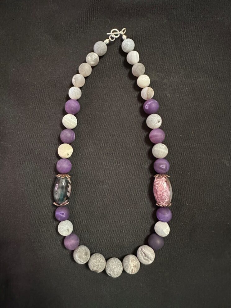 Quartz Necklace with agate focal beads - Jewellery Unique - Larissa  Hale