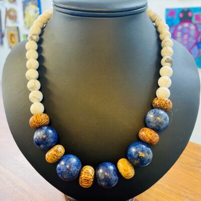 White Howlite, Lapis Lazuli & Coconut - Jewellery Unique - Larissa Hale