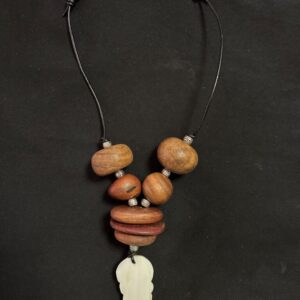 WOOD AND SHELL ON LEATHER CORD NECKLACE - Jewellery Unique - Larissa  Hale