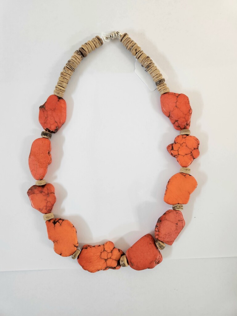 Coloured Stone & Coconut Wood Necklace - Jewellery Unique - Larissa  Hale