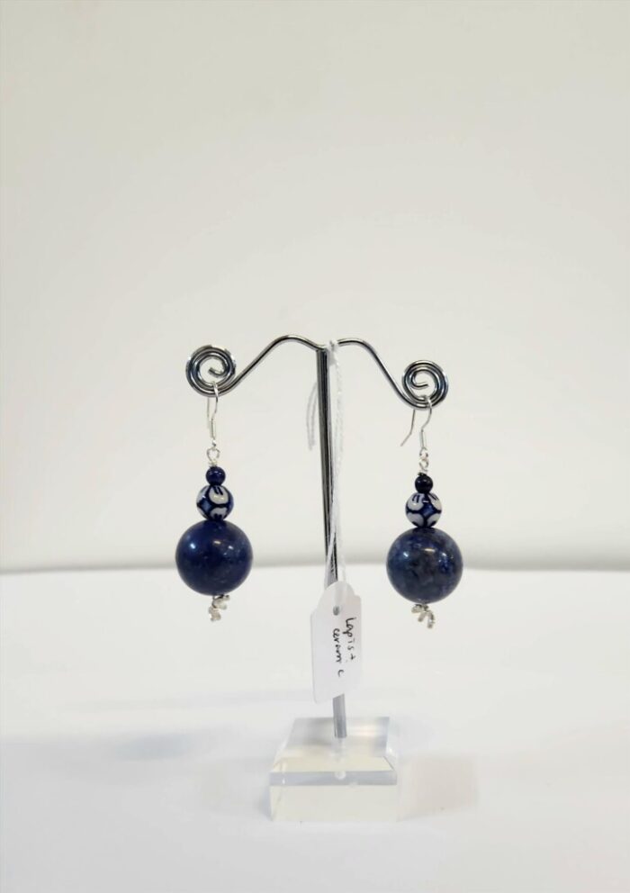 Lapis Lazuli & Ceramic Earrings - Jewellery Unique - Larissa  Hale