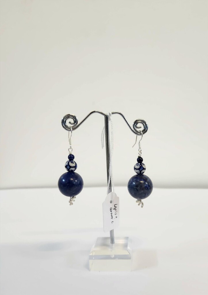 Lapis Lazuli & Ceramic Earrings - Jewellery Unique - Larissa  Hale